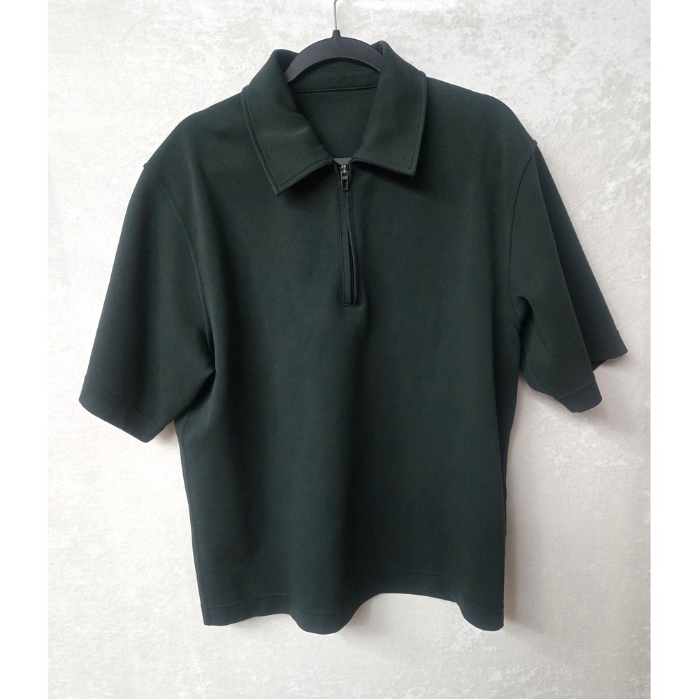 Lululemon Grand Standard Half Zip Short Sleeve Polo Shirt Green XL Quiet Luxury